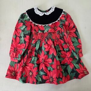 Vintage Polly Flinders Poinsettias Dress 4t